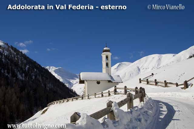 Chiesa dell'Addolorata in Val Federia - Livigno - la chiesina in inverno