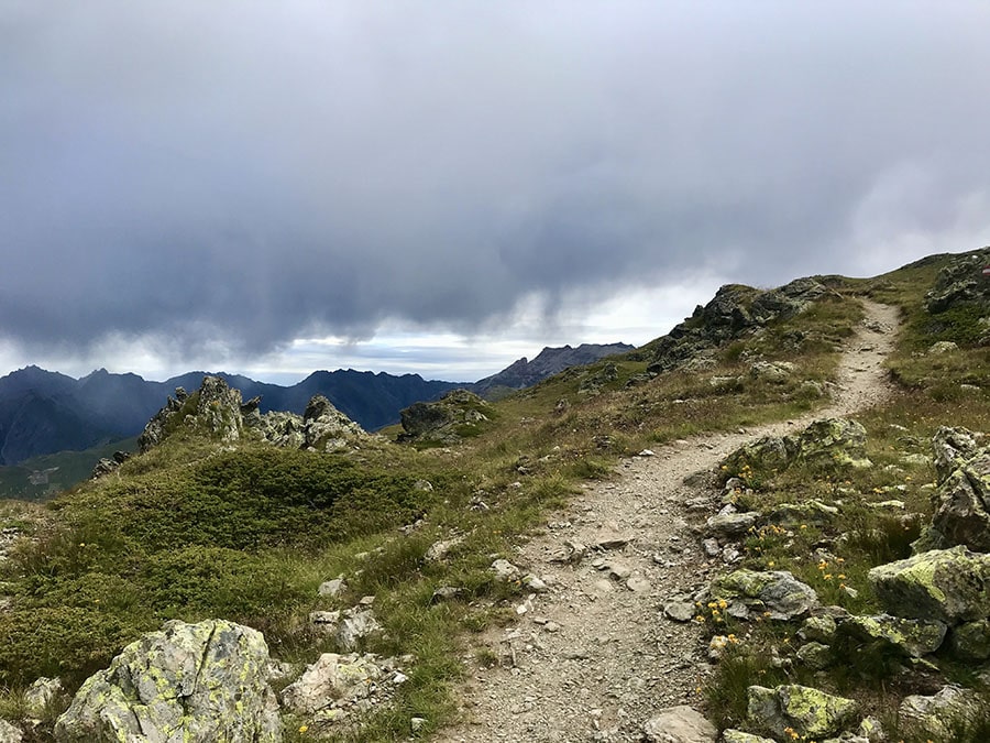 Il sentiero poco prima di scollinare