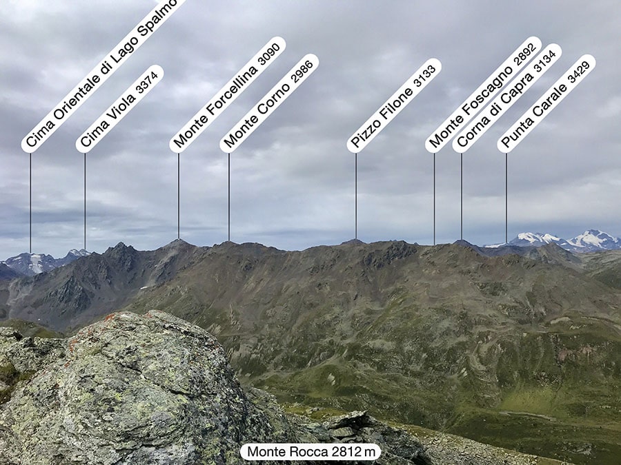 Dalla cima del Monte Rocca verso Cima Viola e il Monte Foscagno