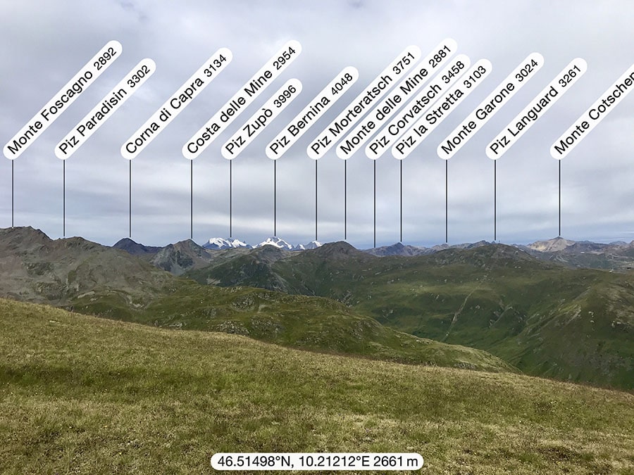 Vista verso il Gruppo del Bernina e il Monte Foscagno